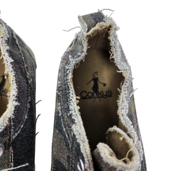 Corkys Babalu Low Top Camouflage Camo Casual Slip On Sneakers Gray Green Size 6 - Picture 5 of 8